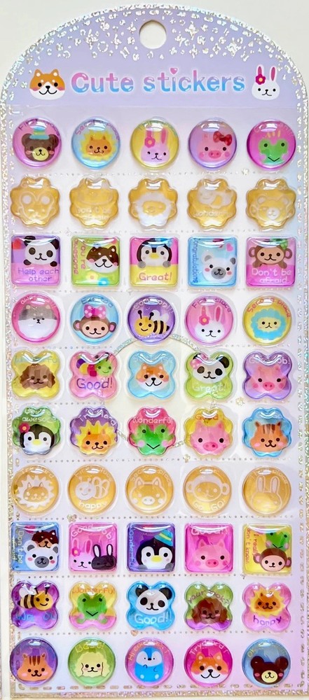 Cute Animals Jewel Sticker Sheet