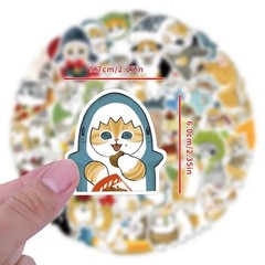 55PCS Kawaii Mofusand Cute Shark Cat Stickers Waterproof DIY Decals