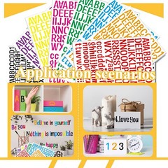 8 Sheets Letter Stickers, 1008 Alphabet Stickers,1 inch 1 inch, Multicolored