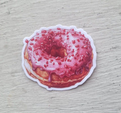 Donut Food Sticker Pink Sprinkles Delicious Dessert Snack 1 Pc