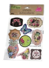 3 VINTAGE LOOKING Crafter’s Square 3D Scrapbook Craft Sticker Lot SALE
