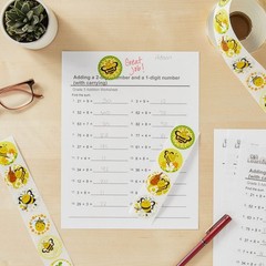 Bee Sticker Roll – 1000 Count, 1.5 in Round, Multicolor – Self-Adhesive Bumbl…
