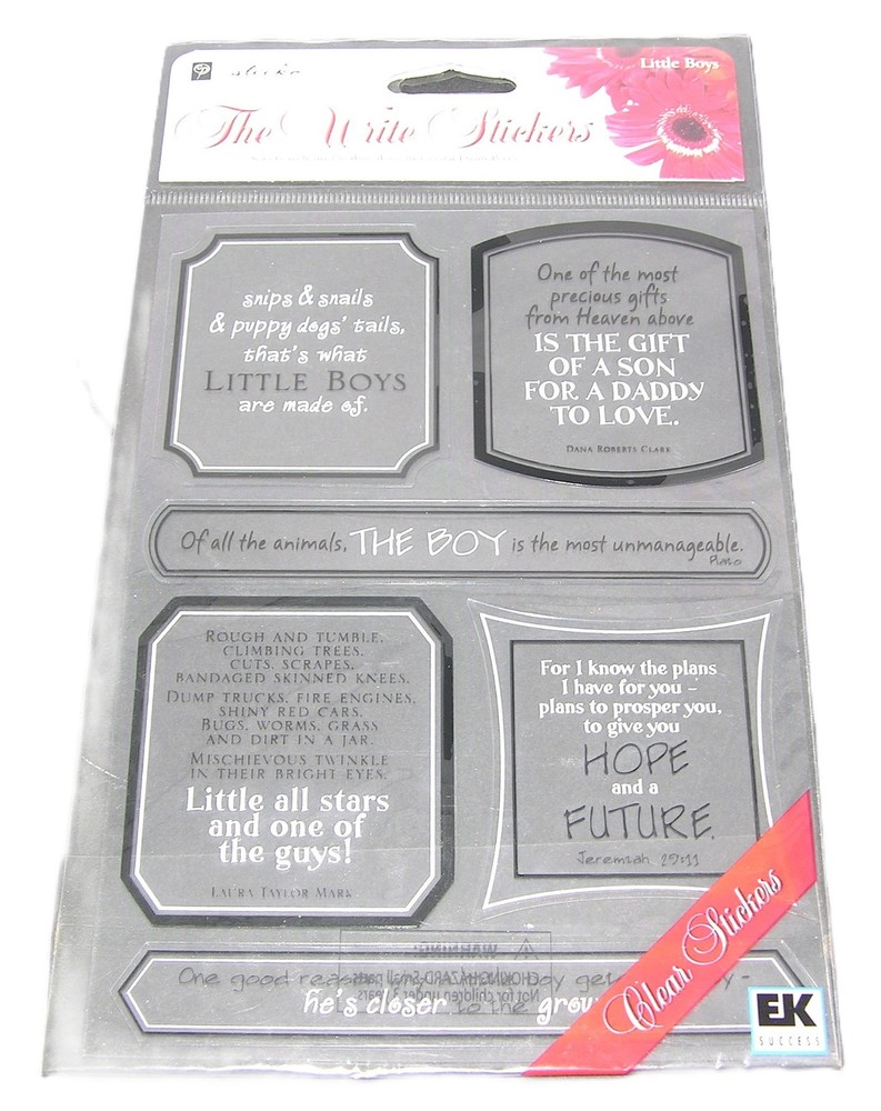 Sticko The Write Stickers LITTLE BOYS Poetry Sayings Clear Stickers Scrapbook