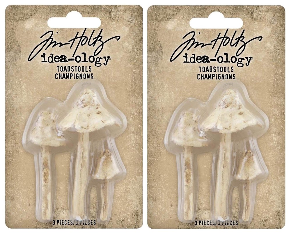Tim Holtz Idea-Ology Resin Toadstools Pack of 2 Craft Supplies TH94082