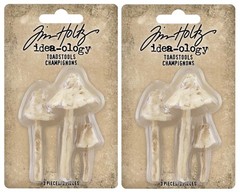 Tim Holtz Idea-Ology Resin Toadstools Pack of 2 Craft Supplies TH94082