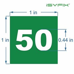 Consecutive Number Stickers – 1 to 50, 1 Set – Vinyl Self 1-inch Green