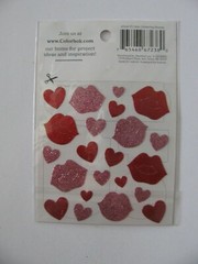 Colorbok Glitzy Glitter Stickers HEARTS & LIPS 44 Pieces NIP