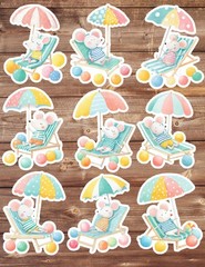 Vacation Mouse Vinyl Die Cut Stickers Set Scrapbooking Laptop Water Bottle