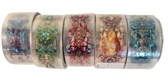 5-Piece Decorative PET Tape Set With Intricate Jewel Design In Multicolor