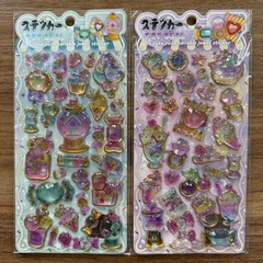 4Pcs Cute 3D Sparkle Gem Stickers Sweet Dessert Castle Epoxy Stickers for Scrapb