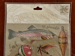 New! K & Co. Embossed «Fish, Lures, Bobbers & More…» Stickers Acid/Lignin Free