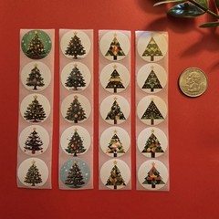 20 CHRISTMAS TREE STICKERS HOLIDAY TREE STICKERS ENVELOPE SEALS LABELS