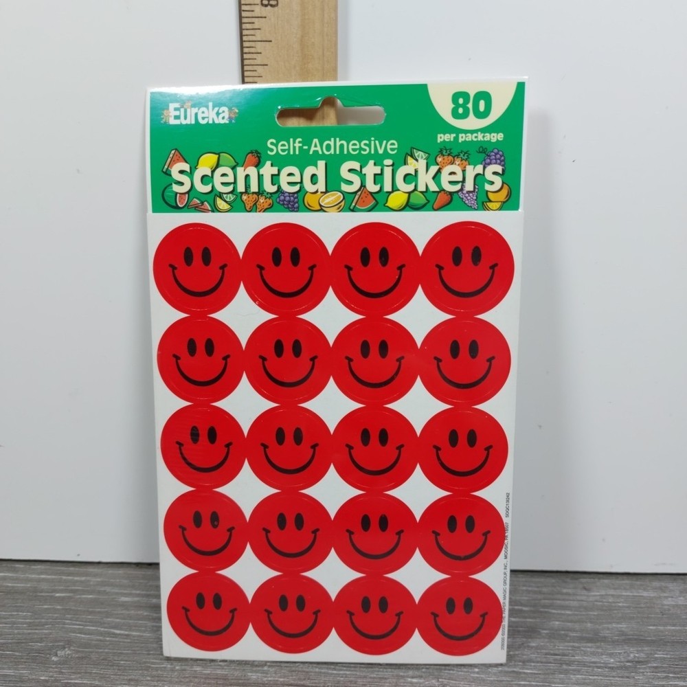 Vintage Eureka Scented Smiles Scatch N Sniff Strawberry 80 Stickers SEALED 2003