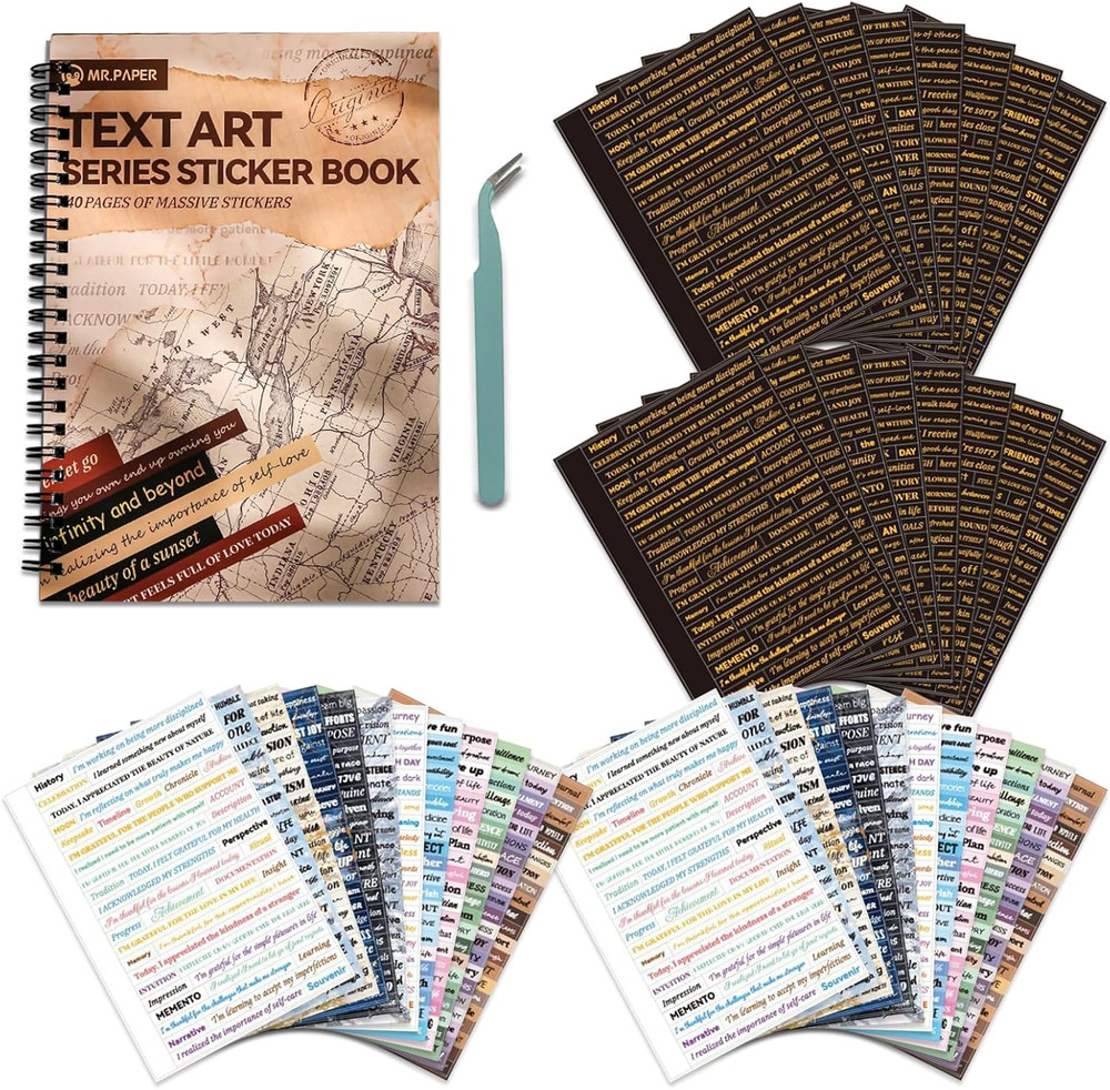 2438 Bronzing English Motivational Phrase Stickers, 40 Sheets for Journal Quote