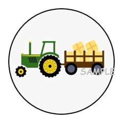 30 GREEN TRACTOR ENVELOPE SEALS LABELS STICKERS 1.5″ ROUND FARM PARTY FAVORS