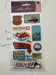 Sticko 12PC Coast to Coast Stickers Sign Pitt Stop Good Eats Road Trip Scrapbook