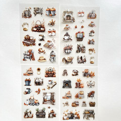 Cozy Autumn Stickers 4 Sheets Fall Junk Journal Collage Planner Scrapbook