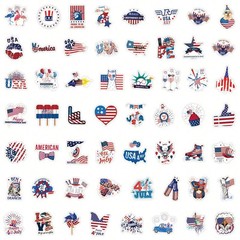 50 PC USA 4th of July American Patriotic Independence Day Stickers Waterproof