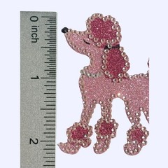 Pink Poodle Rhinestone & Glitter Adhesive Gem/Sticker, Retro 50s/60s design