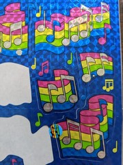 Vintage 80s/90s Lot of Musical Notes Stickers Prismatic Sparkly Faces Reward