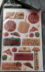 Lot of 13 Regular & Dimensional Scrapbook Stickers Pets Baking Pizza Slippers