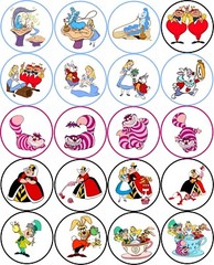 20 Alice in Wonderland Mad Hatter Cheshire Cat Mad Hatter 2″ glossy stickers