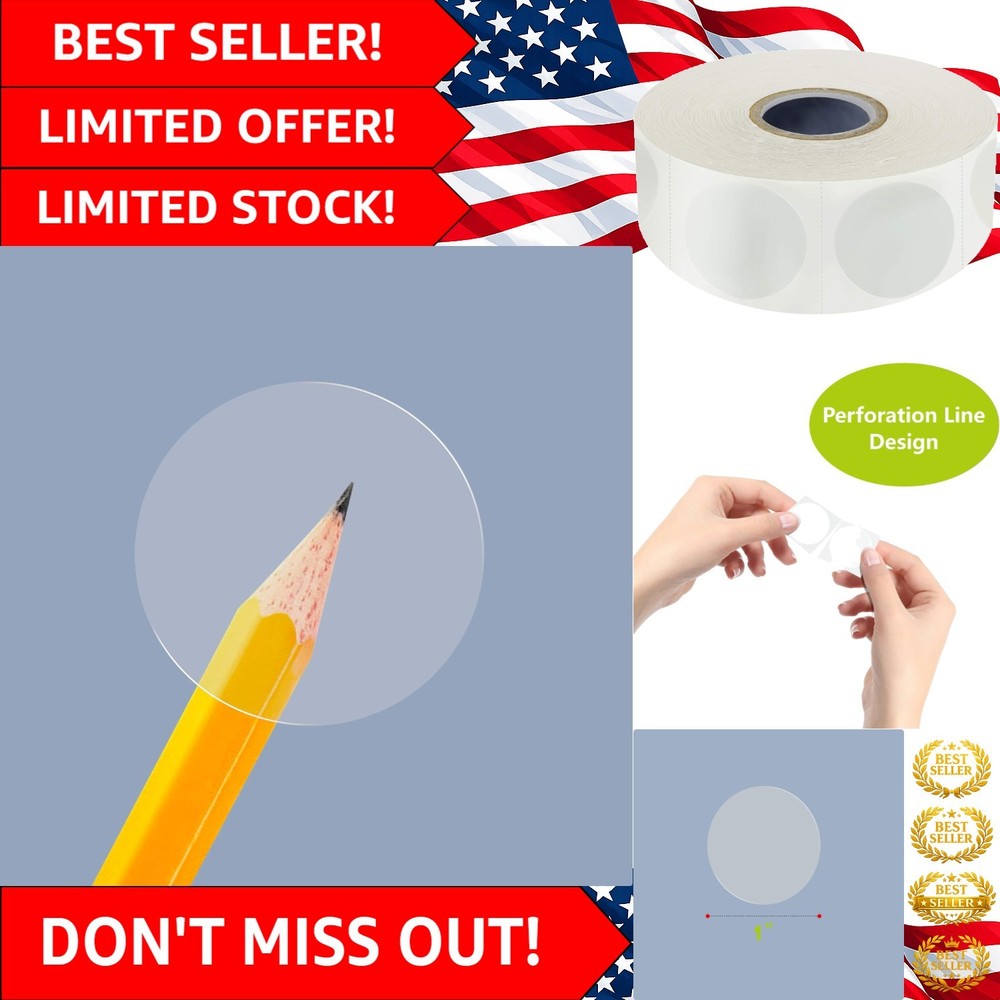 1500 PCS Crystal Clear 1-Inch Round Wafer Seal Stickers – Easy Dispensing Roll