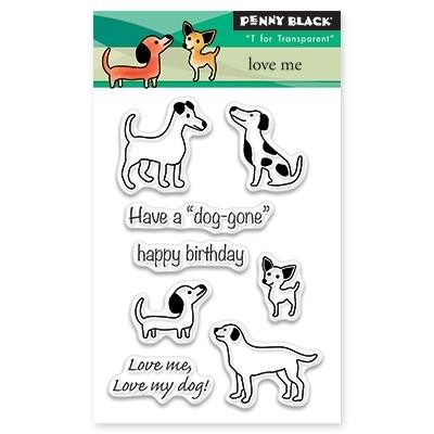New Penny Black RUBBER STAMP clear cling LOVE ME SET puppy dogs free USA ship