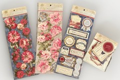 NEW Anna Griffin Fleur Rouge Collection Lot 3D Stickers + Titles, Tags & Quotes