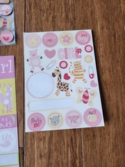 Vintage Lot Scrapbook Stickers Baby Girl Mixed Various Baby Theme Partials #4