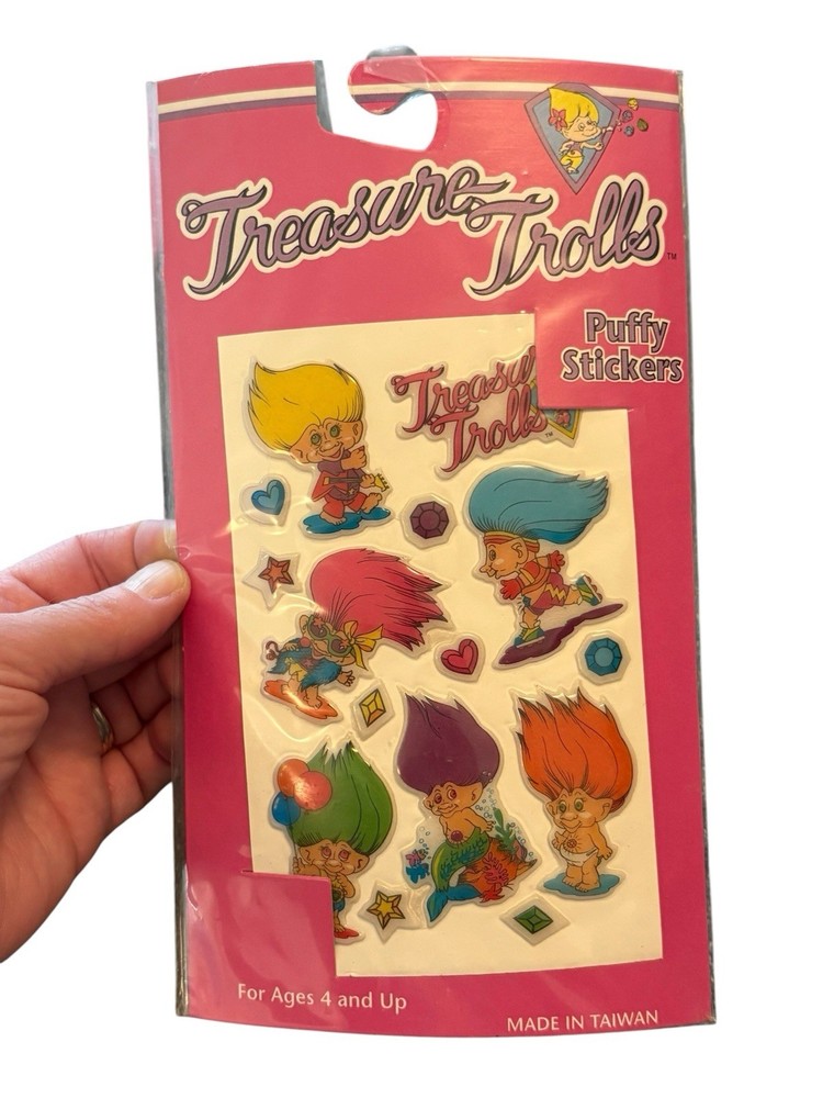 Treasure Trolls Vintage Puffy Stickers 1992 Ace Novelty Style #3