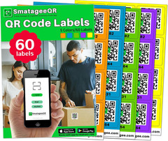 60 Pcs Color Coded QR Code Labels for Storage Bins,Moving and Organization | Pa