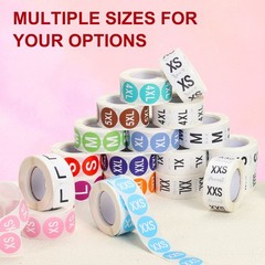1Roll Clothing S Size Stickers 1″ Round Coded Self-Adhesive Labels Light Red