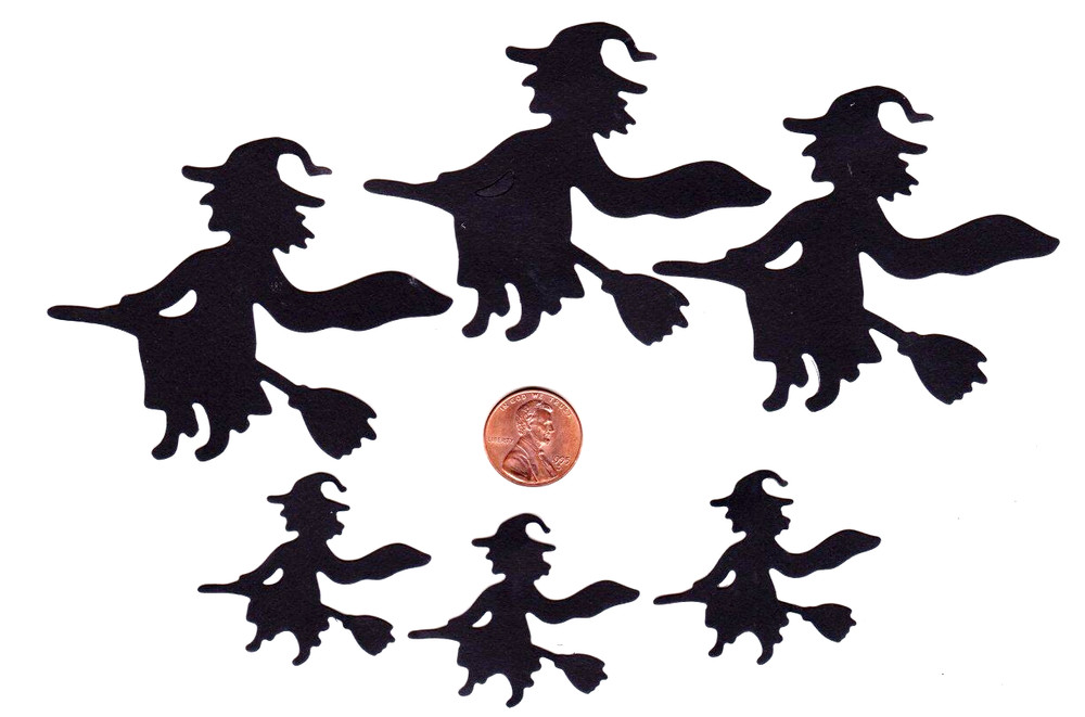 QuicKutz WITCH Die Cuts – Halloween Flying Witches Set of 6 – 2 Sizes Diecuts