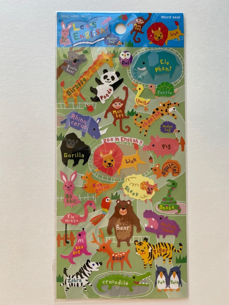 Mind Wave Let’s English Zoo Animals Sticker Sheet