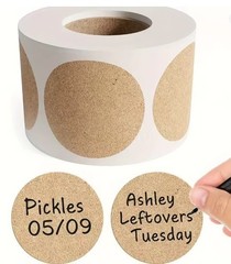 Kraft Label Stickers 1000pcs Round & Heart 2 Rolls Writable Jar Food Labels