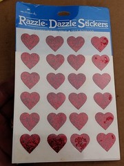 Vintage Rare HTF 80s Hallmark Razzle Dazzle Stickers Glitter Red Hearts 1 Sheet