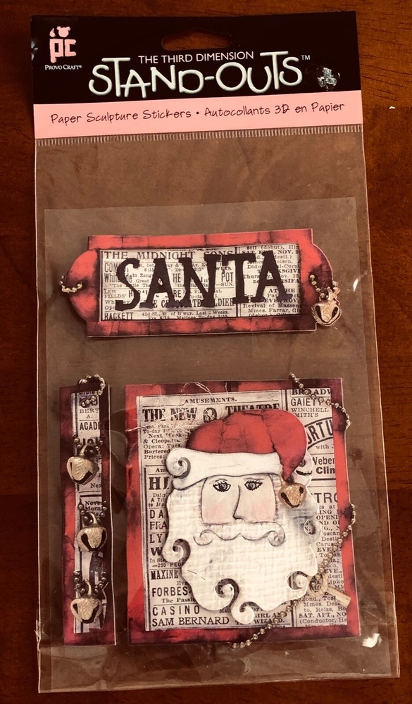 Vintage & Rare 3-D Stand Outs SANTA 3D Scrapbook Stickers ~ New
