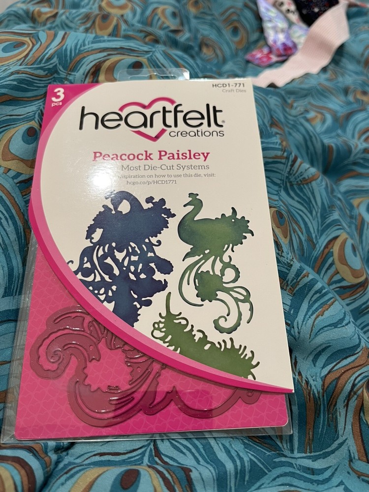 Heartfelt creations 3 pc. craft dies. Peacock Paisley