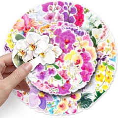 Elegant Orchid Flowers Vinyl Stickers, 50 PCS Waterproof Realistic Floral Decals