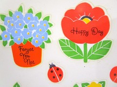 Vintage 1980 Hallmark Cards 2 Sticker Sheets Flowers Floral Ladybug Happy Saying