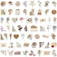 Vintage Natural Stickers-120Pcs Waterproof Scrapbook Aesthetic Sticker, Daily