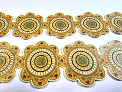 K&Company Boho Yellow Henna Mehndi Flowers Cardstock Stickers Glitter Border NOS