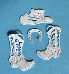 Cowgirl Boy Boots Hat HorseShoe Die Cut Western Embellishment Scrapbooking 8 pcs