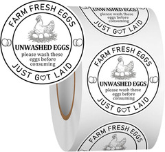 Louise Maelys 2Inch Eggs Stickers 500Pcs Farm Fresh Egg Stickers,Unwashed Eggs L