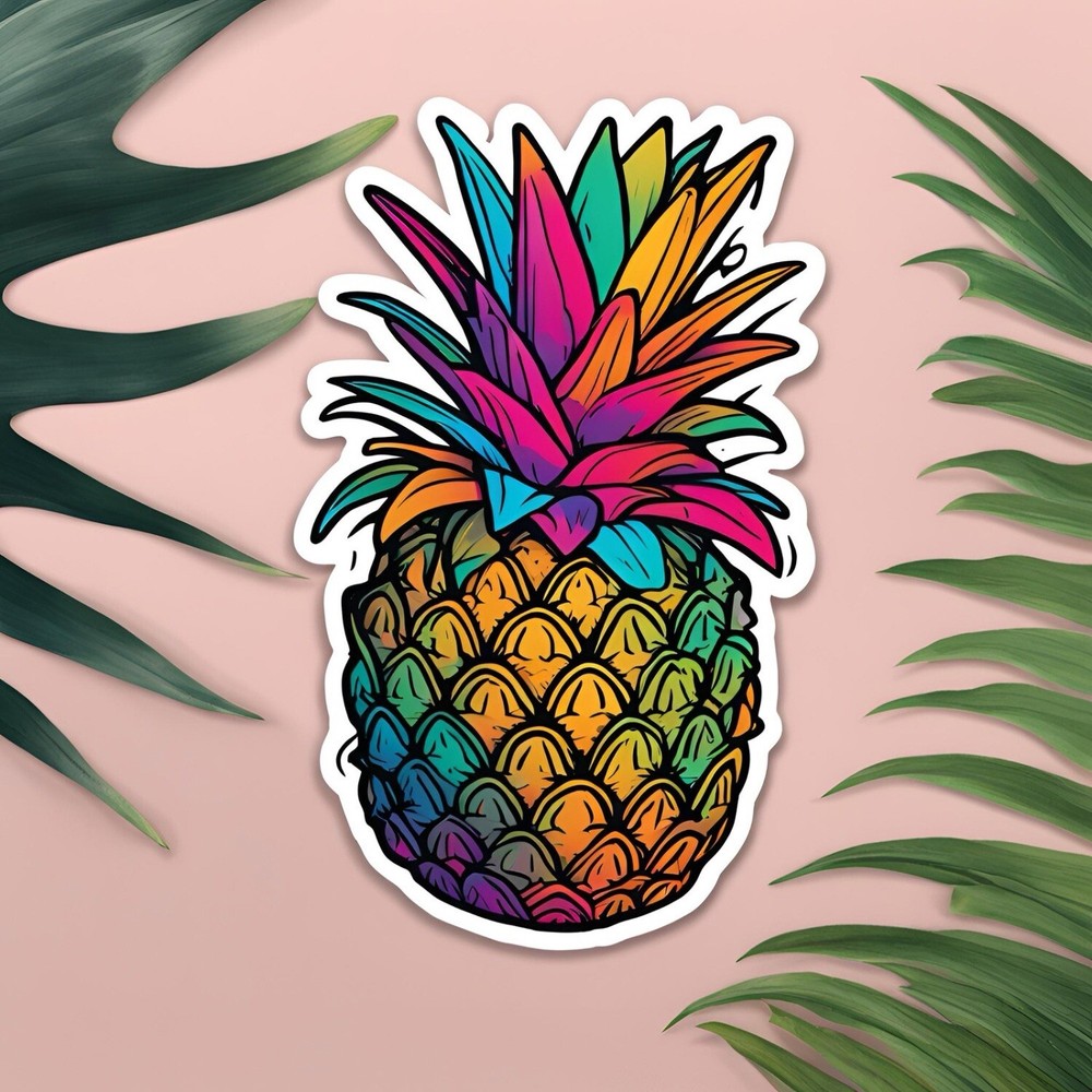 3×1.5” Super Colourful Bright Vivid GIANT PINEAPPLE sticker ON SALE! TOP Seller
