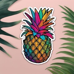 3×1.5” Super Colourful Bright Vivid GIANT PINEAPPLE sticker ON SALE! TOP Seller