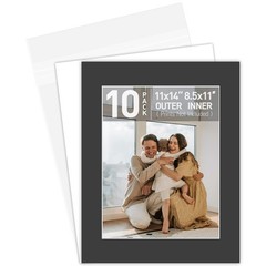 , Complete Pack of 10, Black Pre-Cut 11×14 Photo Mat for 8.5×11 Document with…