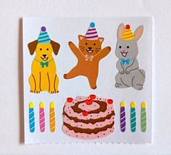 Cute Birthday Party Sticker Mod – Cat Dog Bunny Cake Kitten Puppy Stickers