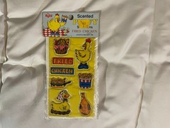 Vintage Stickers Scratch N Sniff Russ Puffy Fried Chicken Package SEALED Scented